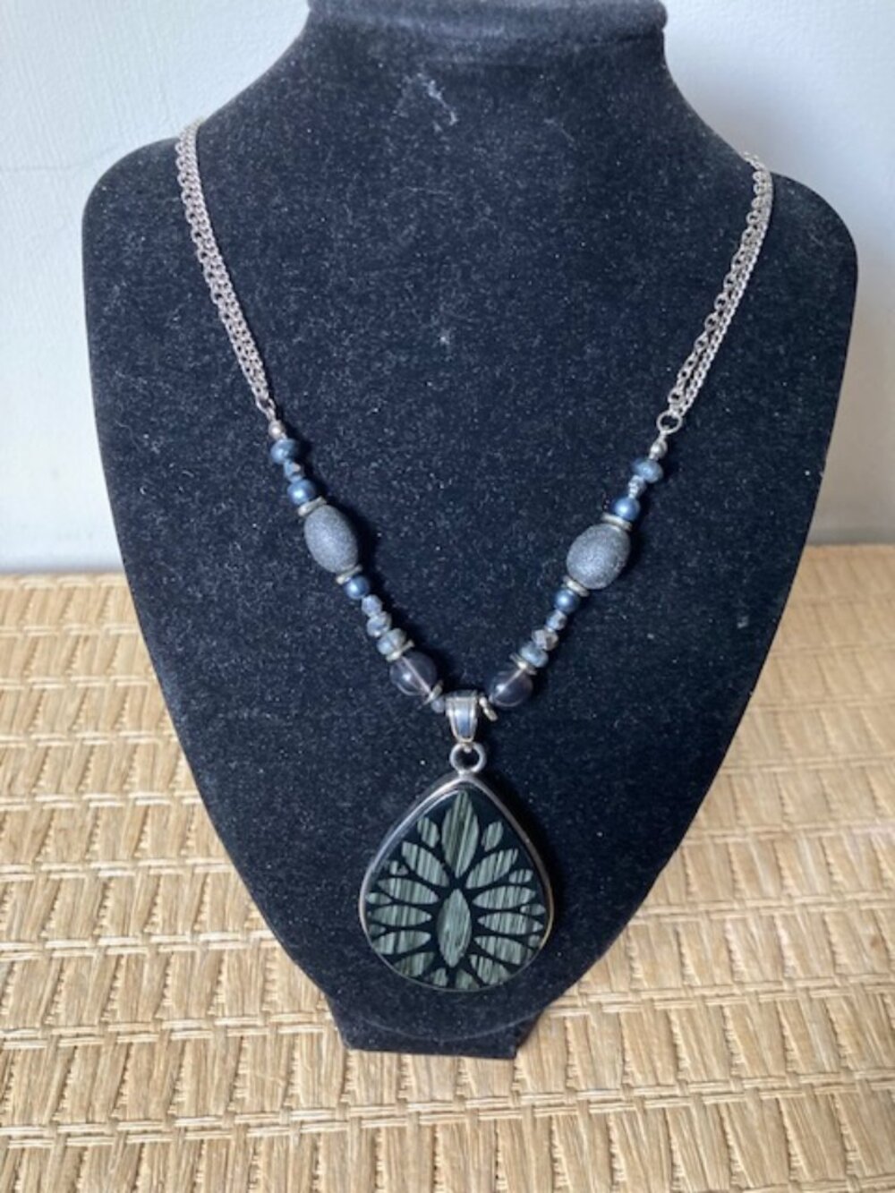 Howard's Black Pendant and Earring set - Nickel Free